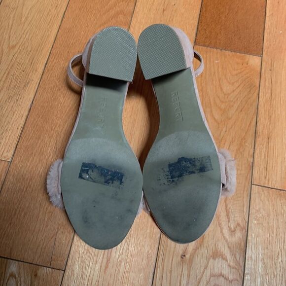 Report EUC pink/nude fuzzy peep toe high heel sandals Size 6 - Picture 6 of 7